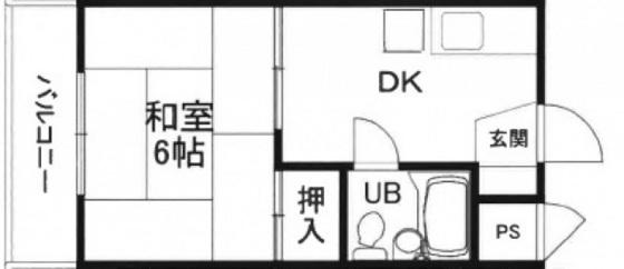 上川ビル(1DK/3階)の間取り写真