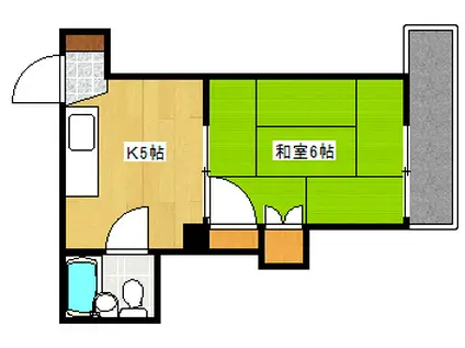 新庄グリーンコーポ(1DK/4階)の間取り写真