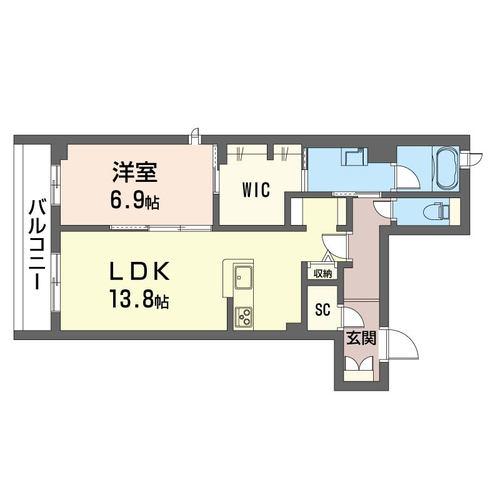 ラフィナート(1LDK/2階)の間取り写真