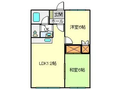 コーポサンルート(2DK/2階)の間取り写真