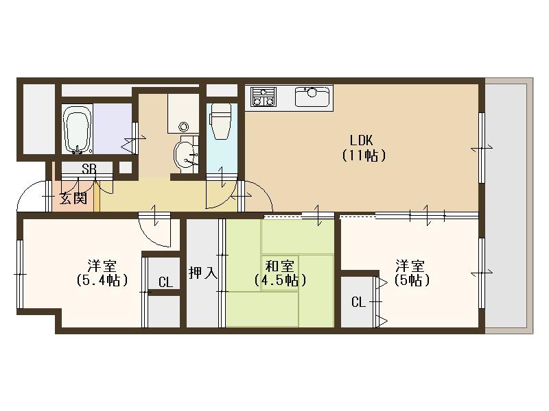 サニーコットン住之江(3LDK/3階)の間取り写真