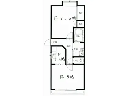 グリーンピュア(1LDK/1階)の間取り写真