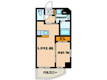 ソリエーヴォ県庁前(1LDK/2階)の間取り写真