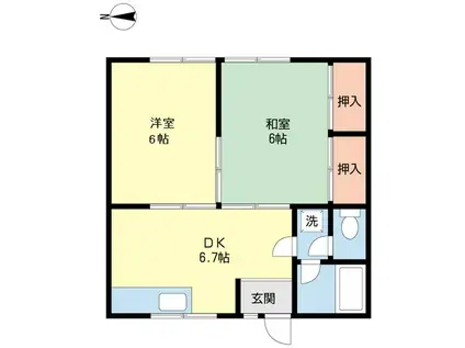 ロイヤルハイツ京町(2DK/2階)の間取り写真