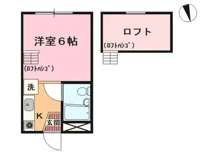 ハイツ鶴ヶ舞(1K/2階)の間取り写真