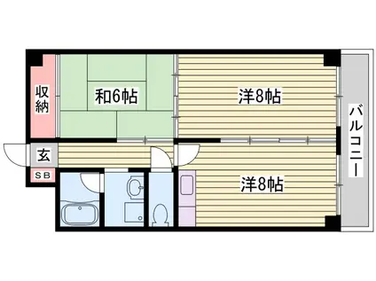 青山NKマンション(2LDK/6階)の間取り写真