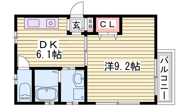 アビックス英賀保駅前(1DK/3階)の間取り写真