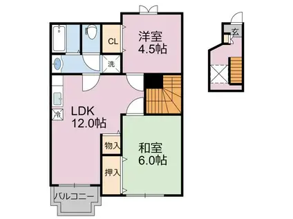 ハイムトキナ弐番館(2LDK/2階)の間取り写真