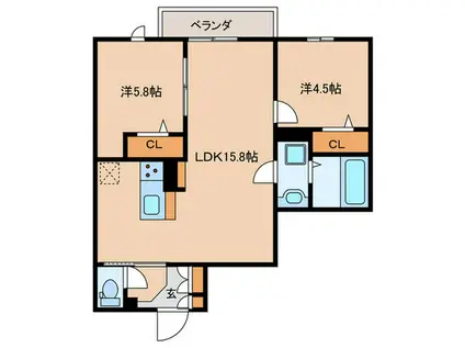 新宿区下落合4丁目PJ(2LDK/1階)の間取り写真