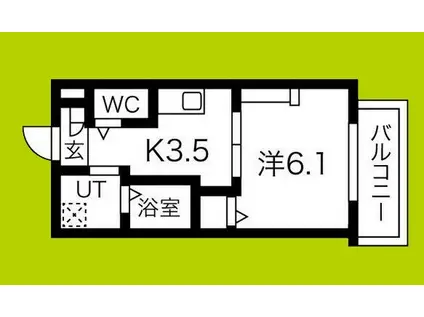 ALMO CASA三国ケ丘(1DK/4階)の間取り写真