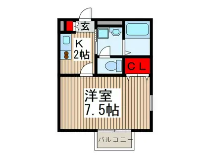 アムールIITAKASHIN(1K/2階)の間取り写真