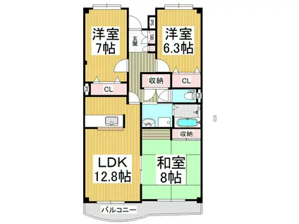 桜エステート(3LDK/2階)の間取り写真