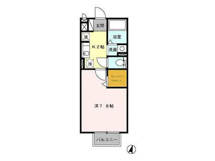 ヴェルデ(1K/2階)の間取り写真