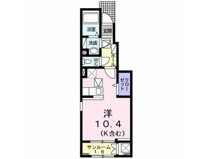 ロンシャン(ワンルーム/1階)の間取り写真