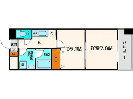 レフィーナカルム江坂(1DK/14階)の間取り写真