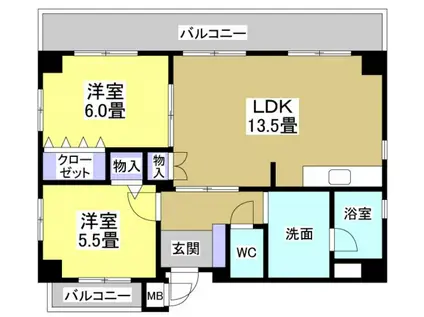 グランドパレス浜松(2LDK/3階)の間取り写真