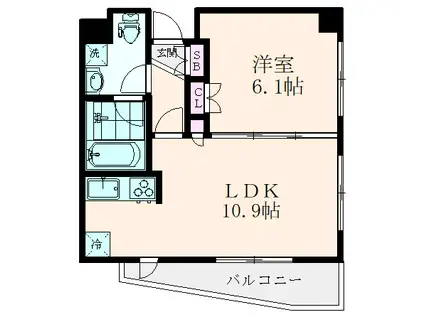 ワイズユウラク浦和(1LDK/4階)の間取り写真