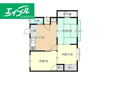 三輪アパート(3DK/2階)の間取り写真