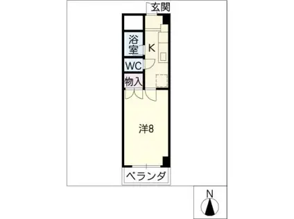 地下鉄桜通線 桜山駅 徒歩9分 4階建 築29年(1K/2階)の間取り写真