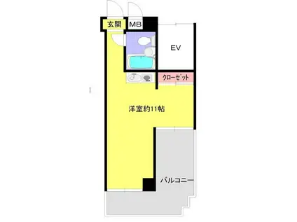 夙川ハイム(ワンルーム/2階)の間取り写真