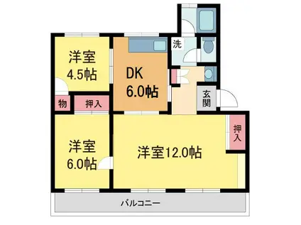 中山五月台13号棟(3DK/5階)の間取り写真
