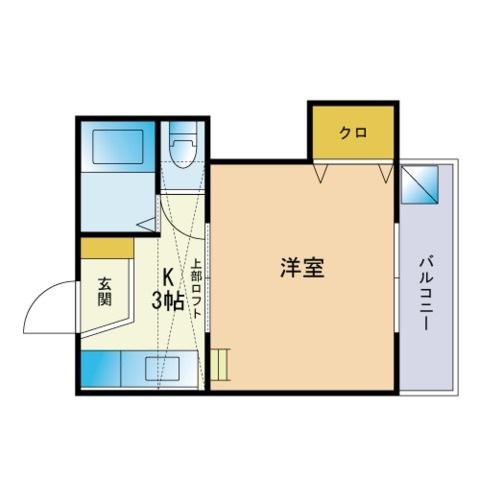レジデンス友丘(1K/2階)の間取り写真