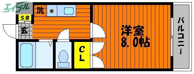 ベンハウス大元(1K/2階)の間取り写真
