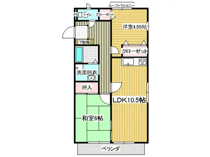 メゾンボナール B棟(2LDK/1階)の間取り写真
