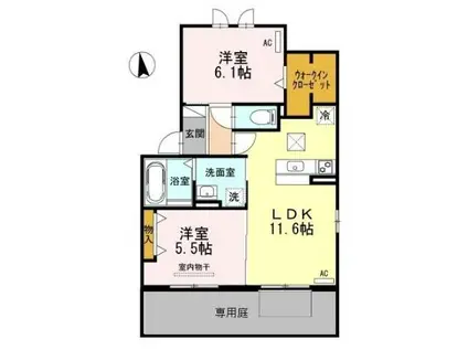 セジュール三ツ池(2LDK/1階)の間取り写真