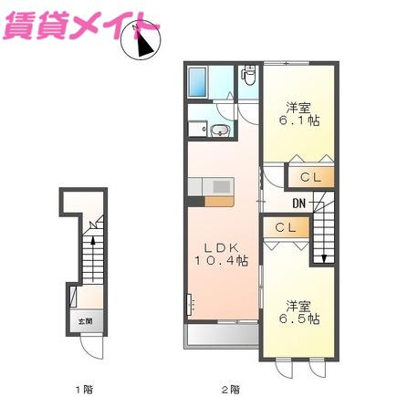 エスペランサ(2LDK/2階)の間取り写真