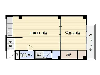 梅津シティハウスII(1LDK/2階)の間取り写真
