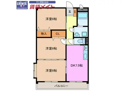 グランメール(3DK/2階)の間取り写真