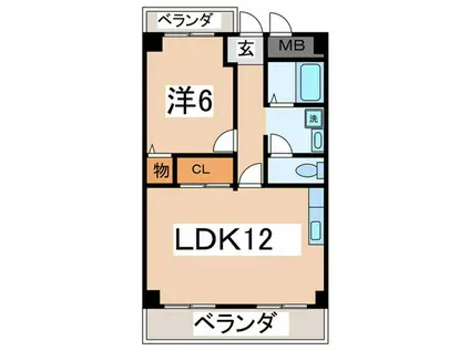 エステート村上(1LDK/7階)の間取り写真