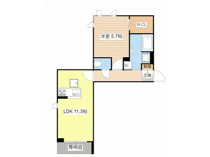 オリュゾン(1LDK/1階)の間取り写真