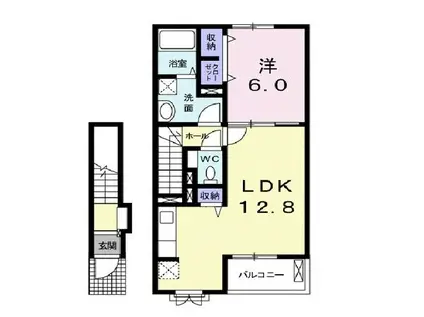 ルクティア(1LDK/2階)の間取り写真