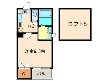 リュミエル姪浜(1K/2階)の間取り写真