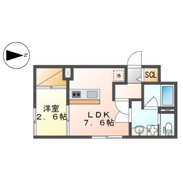 CELENEST浄心(1DK/3階)の間取り写真