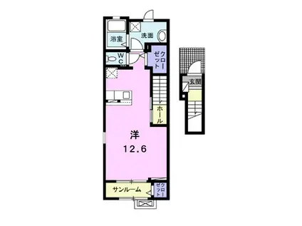 オ・ブーシュ道後II(ワンルーム/2階)の間取り写真