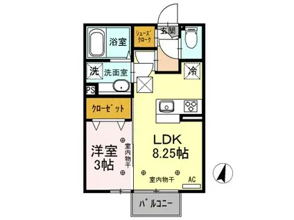 ヘルシーホーム THE 4TH(1LDK/1階)の間取り写真