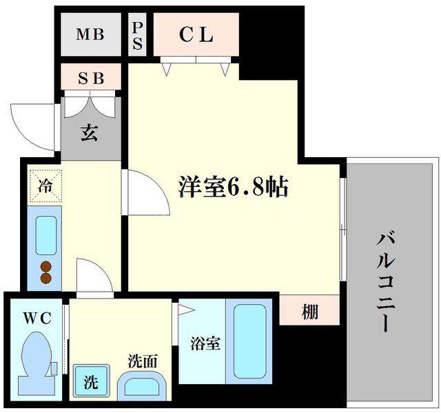 LC上本町カレント(1K/3階)の間取り写真