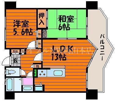 ふぁみーゆ中島田(2LDK/7階)の間取り写真