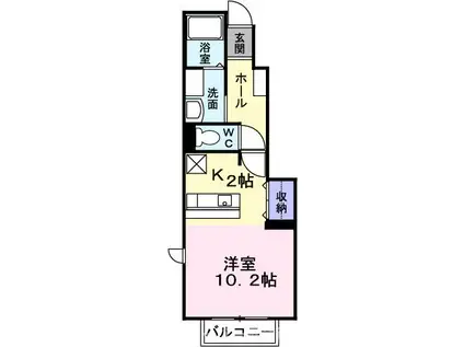 コート・ヤードII A(ワンルーム/1階)の間取り写真