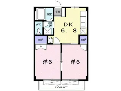 ファミール小杉II(2DK/1階)の間取り写真