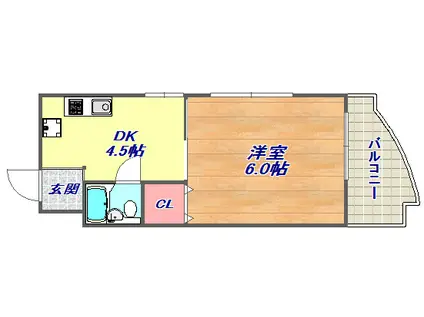 ル・パレ西灘(1DK/3階)の間取り写真