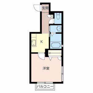 フルール加古川(1K/2階)の間取り写真