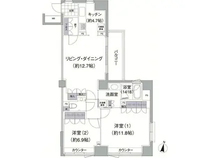 アビティ目黒(2LDK/4階)の間取り写真