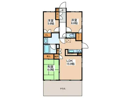 オハナ八坂萩山町(3LDK/1階)の間取り写真