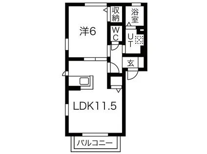 ルミエール(1LDK/2階)の間取り写真