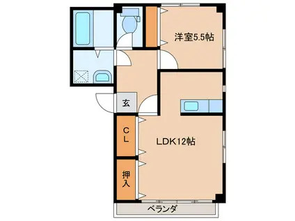 遊歩ビル(1LDK/3階)の間取り写真