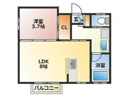 ひかりヒルズ(1LDK/1階)の間取り写真